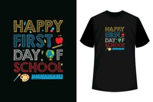 glücklich zuerst Tag von Schule zurück zu Schule T-Shirt vektor