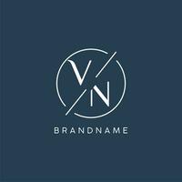 Initiale Brief vn Logo Monogramm mit Kreis Linie Stil vektor