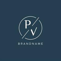 Initiale Brief pv Logo Monogramm mit Kreis Linie Stil vektor