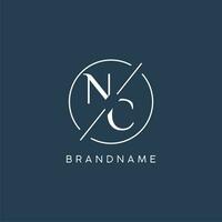 Initiale Brief nc Logo Monogramm mit Kreis Linie Stil vektor