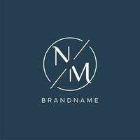 Initiale Brief nm Logo Monogramm mit Kreis Linie Stil vektor