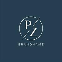 Initiale Brief pz Logo Monogramm mit Kreis Linie Stil vektor