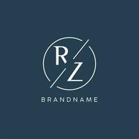 första brev rz logotyp monogram med cirkel linje stil vektor