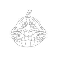 Halloween Kürbisse, Herbst Urlaub. ein Kürbis mit ein geschnitzt lächeln. Linie Kunst. vektor