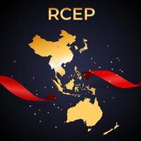 semester koncept moderna regionala omfattande ekonomiska partnerskap rcep karta. vektor illustration