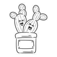 süß gemoy Kaktus hat ein Lachen Gesichts- Ausdruck zum Färbung vektor