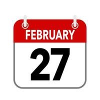 27 Februar, Kalender Datum Symbol auf Weiß Hintergrund. vektor