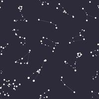 nahtloses Muster mit Sternzeichen und Sternen auf kosmischem Himmelshintergrund. Vektor-Illustration vektor