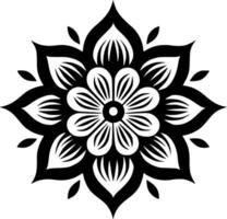 Mandala - - schwarz und Weiß isoliert Symbol - - Vektor Illustration