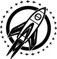 Rakete - - schwarz und Weiß isoliert Symbol - - Vektor Illustration