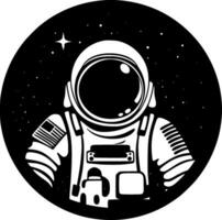 astronaut - svart och vit isolerat ikon - vektor illustration