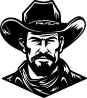 Cowboy - - schwarz und Weiß isoliert Symbol - - Vektor Illustration