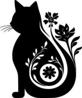 Katze - - schwarz und Weiß isoliert Symbol - - Vektor Illustration