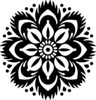 Mandala - - schwarz und Weiß isoliert Symbol - - Vektor Illustration