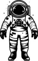 Astronaut - - schwarz und Weiß isoliert Symbol - - Vektor Illustration