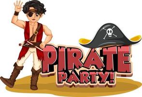 pirat fest teckensnitt banner med en pirat man seriefigur vektor