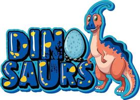 söta parasaurolophus dinosaurier seriefigur med teckensnittsdesign för orddinosaurier vektor