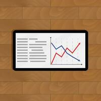 Digital Tablette mit Grafik. Statistik Diagramm Information, Vektor Illustration