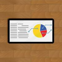 Kuchen Diagramm auf Tablette. kreativ Diagramm auf Gerät, Daten Bericht auf Tablette, Vektor Illustration
