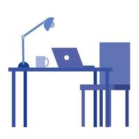 Schreibtisch mit Laptop- und Stuhlvektordesign vektor