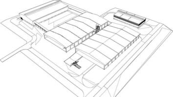 3d illustration av industriell byggnad vektor