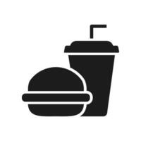 Burger Milch Shake Glyphe Symbol isoliert Vektor Illustration