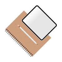isolerad mockup anteckningsbok och tablettvektor vektor