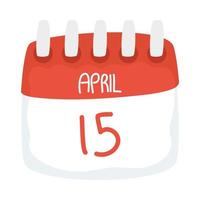 skatt dag 15 april kalender vektor design