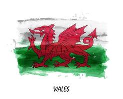 realistisk akvarellmålning Wales flagga. vektor .