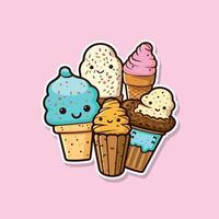 Kekse und Brownies Eis Sahne Aufkleber cool Farben kawaii Clip Kunst Illustration vektor