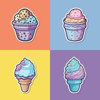 Kekse und Sahne Eis Sahne Aufkleber cool Farben kawaii Clip Kunst Illustration Sammlung vektor