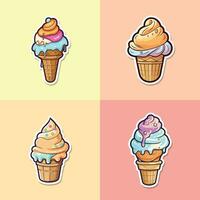 Dulce de leche Eis Sahne Aufkleber cool Farben kawaii Clip Kunst Illustration Sammlung vektor