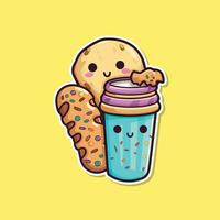 Kekse und Erdnuss Butter Eis Sahne Aufkleber cool Farben kawaii Clip Kunst Illustration vektor