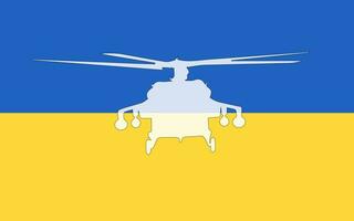 Militär- Hubschrauber Über ukrainisch Flagge vektor