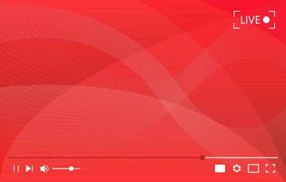 Multimedia Video Spieler mit rot wellig Hintergrund, Leben Streaming Abdeckung, Vektor Illustration