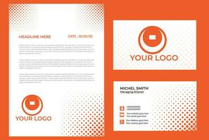 brev och företag kort design vit bakgrund design Färg orange vektor