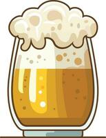 öl glas full av öl och skum vektor illustration , öl glas tecknad serie stil stock vektor bild