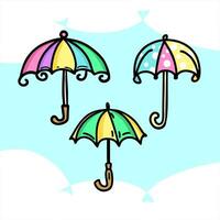 Zeichnung von ein einstellen von bunt Regenschirme vektor