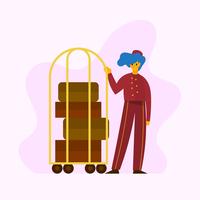 Flache Bellhop-Charakter-Vektor-Illustration vektor