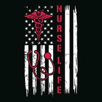 amerikanisch USA Flagge Eingetragen Krankenschwester T-Shirt vektor