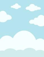 Wolken auf Blau Himmel Hintergrund. Vektor Illustration im eben Stil.