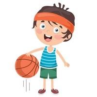 kleines Kind, das Basketball spielt vektor