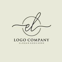 första el feminin logotyp samlingar mall. handstil logotyp av första signatur, bröllop, mode, smycken, boutique, blommig och botanisk med kreativ mall för några företag eller företag. vektor