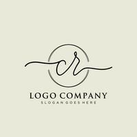 första cr feminin logotyp samlingar mall. handstil logotyp av första signatur, bröllop, mode, smycken, boutique, blommig och botanisk med kreativ mall för några företag eller företag. vektor
