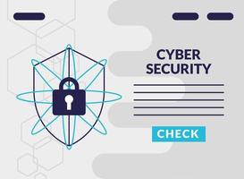 Infografik zur Cybersicherheit mit Vorhängeschloss im Schild vektor