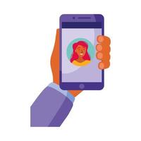Frauenavatar auf dem Smartphone im Video-Chat-Vektordesign vektor