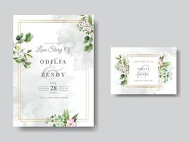romantische Hochzeitseinladungskarte mit Blumen vektor