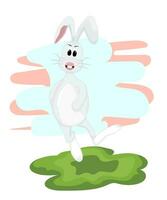 tecknad serie söt kanin eller kanin Hoppar Lycklig vektor