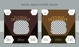 restaurang social media posta mall design. mat social media mall. restaurang rabatt mat burger vektor