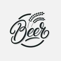 Bier Hand geschrieben Beschriftung Logo, Etikett, Abzeichen, Emblem, unterzeichnen. modern Bürste Kalligraphie, Typografie zum Brauerei, Kneipe, Taverne, Bar, Bier Haus, Brasserie. Jahrgang retro Stil. Vektor Illustration.